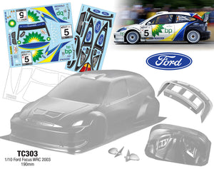 TC303 BP 1/10 Ford Focus WRC 2003, Tamiya #58308 Replica TT01 TT02 HPI 190mm 257mm