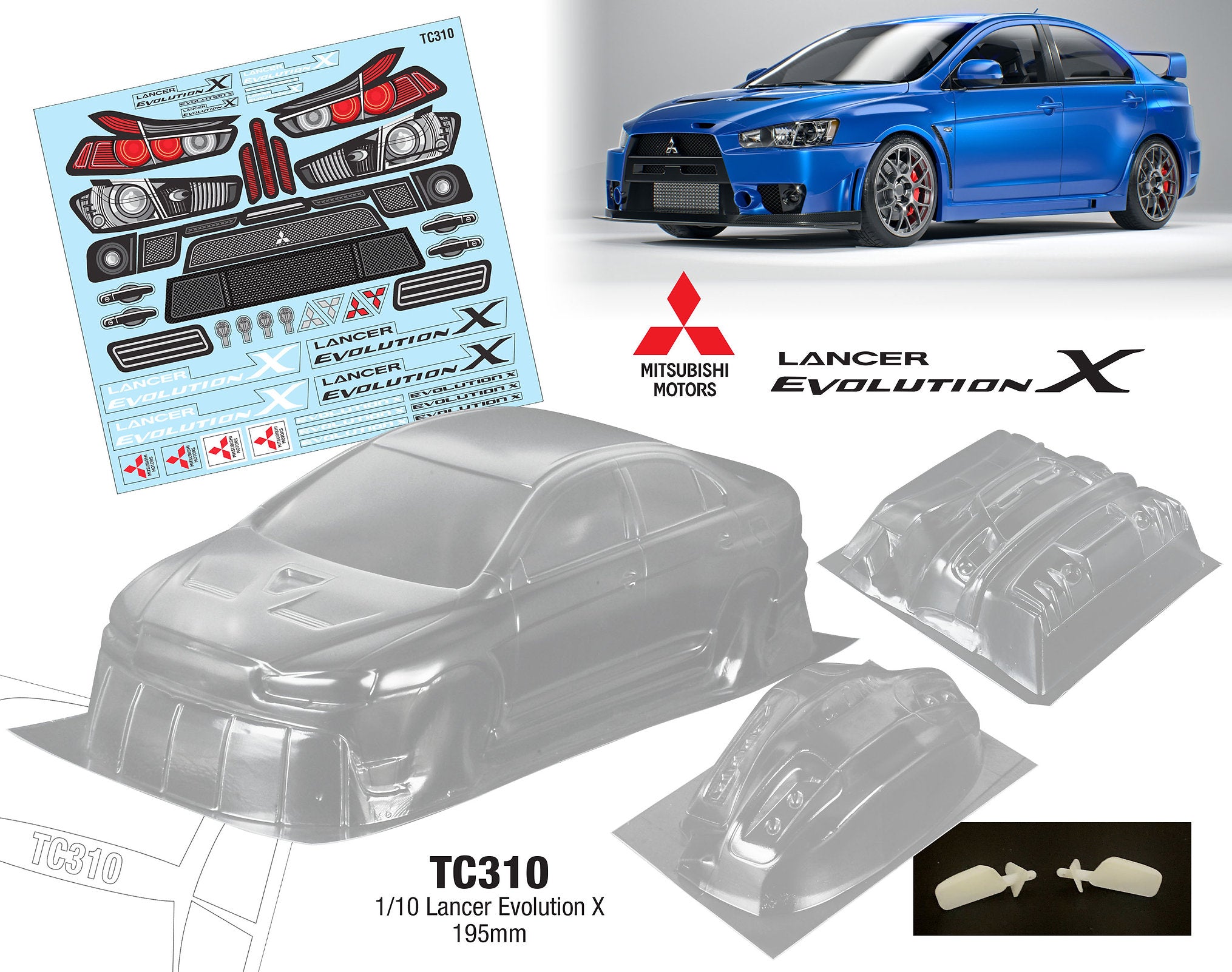 TC310 1 10 Lancer Evolution X 195mm L L models