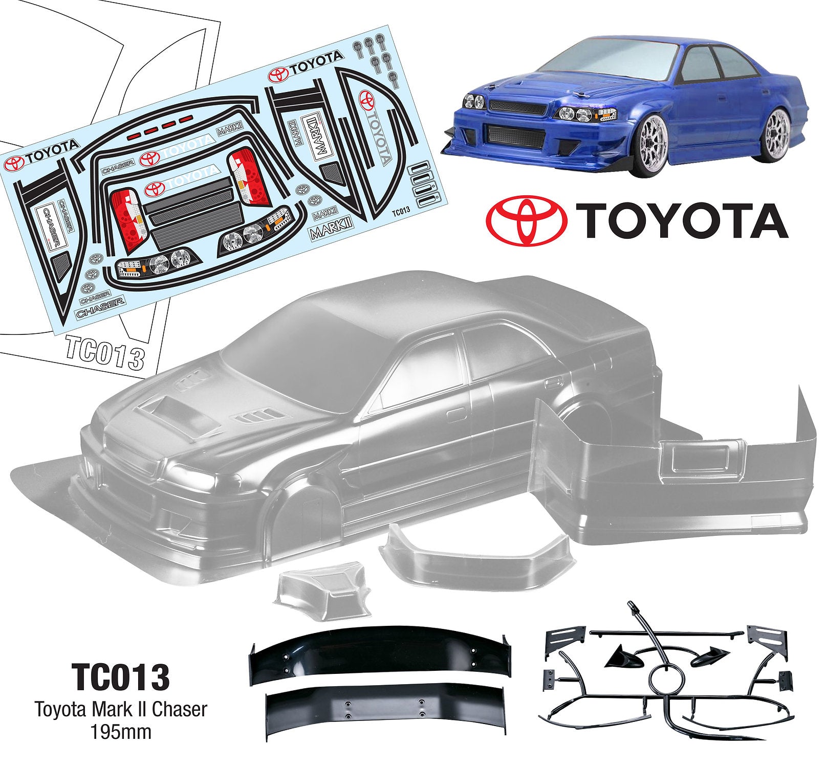 Toyota Mark II Chaser 258/195mm Tamiya TT01 TT02 TC013