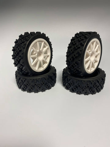 D0012 1/10 RC RALLY Block Tyre Set (2pcs) for 52mm X 26mm, 12mm HEX wheels Tamiya, Kyosho HPI