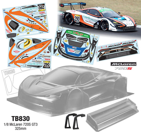 TB830 1/8 McLaren 720S GT3 (325mm) HOBAO Kyosho Mugen Sworkz TLR Hotbodies Traxxas