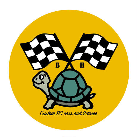 Turtle checker round sticker 60mm BLOCKHEAD MOTORS Tamiya