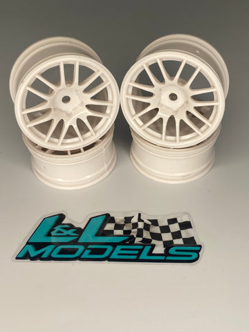 14 Spoke White 4mm offset 26mm Rc Touring Car Wheels For Tamiya TT01 TT02 HPI Kyosho 12mm Hex Not M Chassis a13w