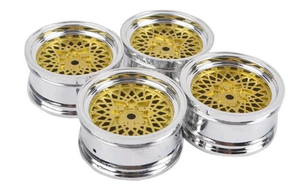 BBS Gold and Chrome 3mm offset 26mm Rc Touring Car Wheels For Tamiya TT01 TT02 HPI Kyosho 12mm Hex Not M Chassis