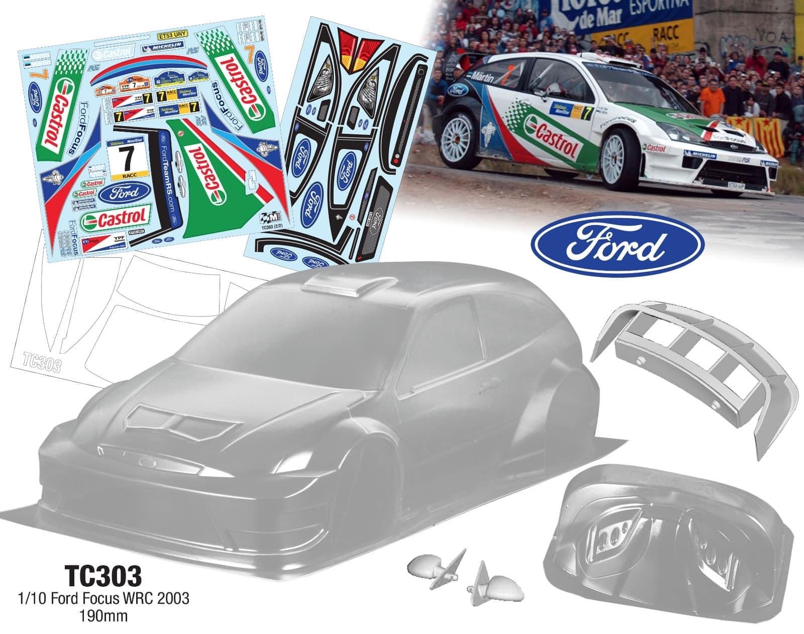 TC303 Ford Focus CASTROL WRC Tamiya #58308 RS Replica TT01 TT02 HPI 190mm 257mm